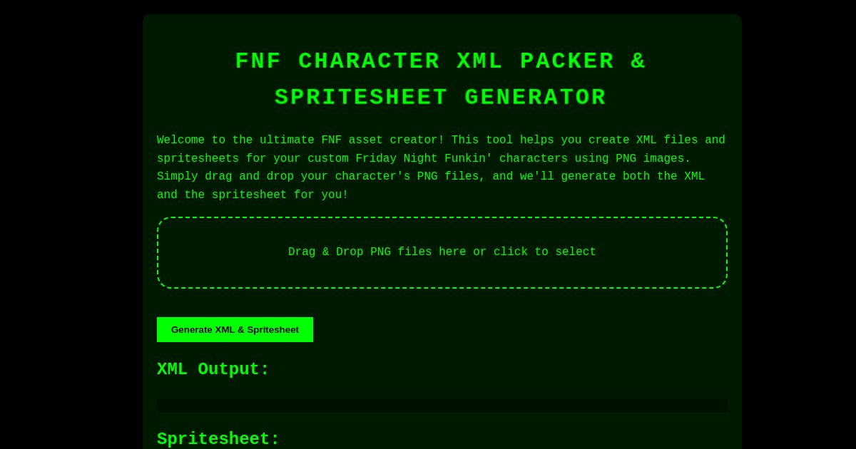 Friday Night Funkin Character XML Packer Spritesheet Generator Friday night funkin character xml packer spritesheet generator