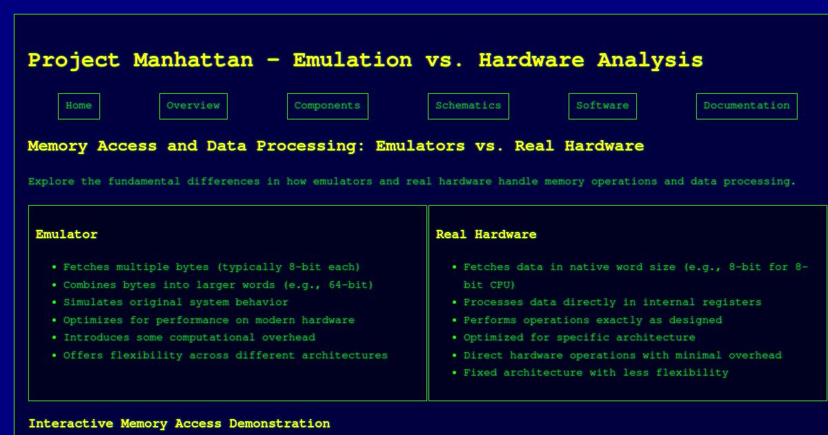 Project Manhattan - Emulation vs. Hardware Analysis