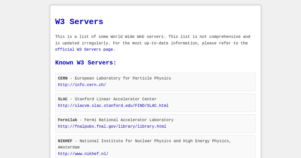 W3 servers
